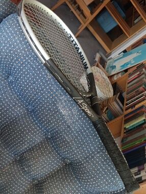 Silver/Black Tennis Racket - L.A. Sports TITANIUM 115 Sq. In. w/ 4 3/8 Grip